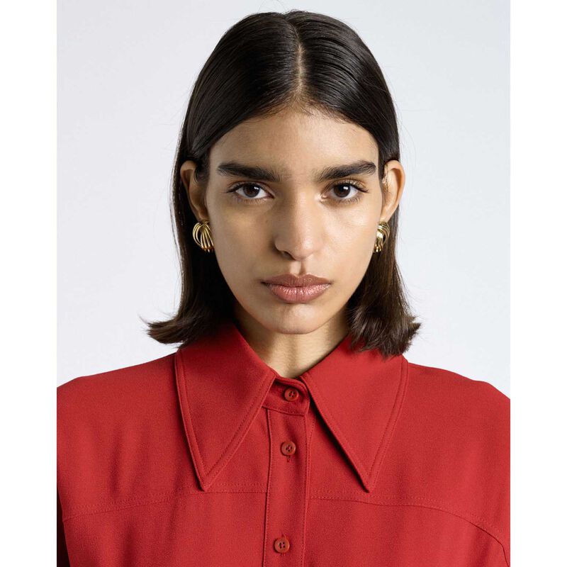 Cue Cherry Crepe Midi Shirt Dress image number 2